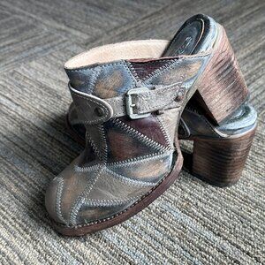 Freebird Women's Beetle Multicolor Brown Patchwork Clogs - Size 7 Vintage Madden